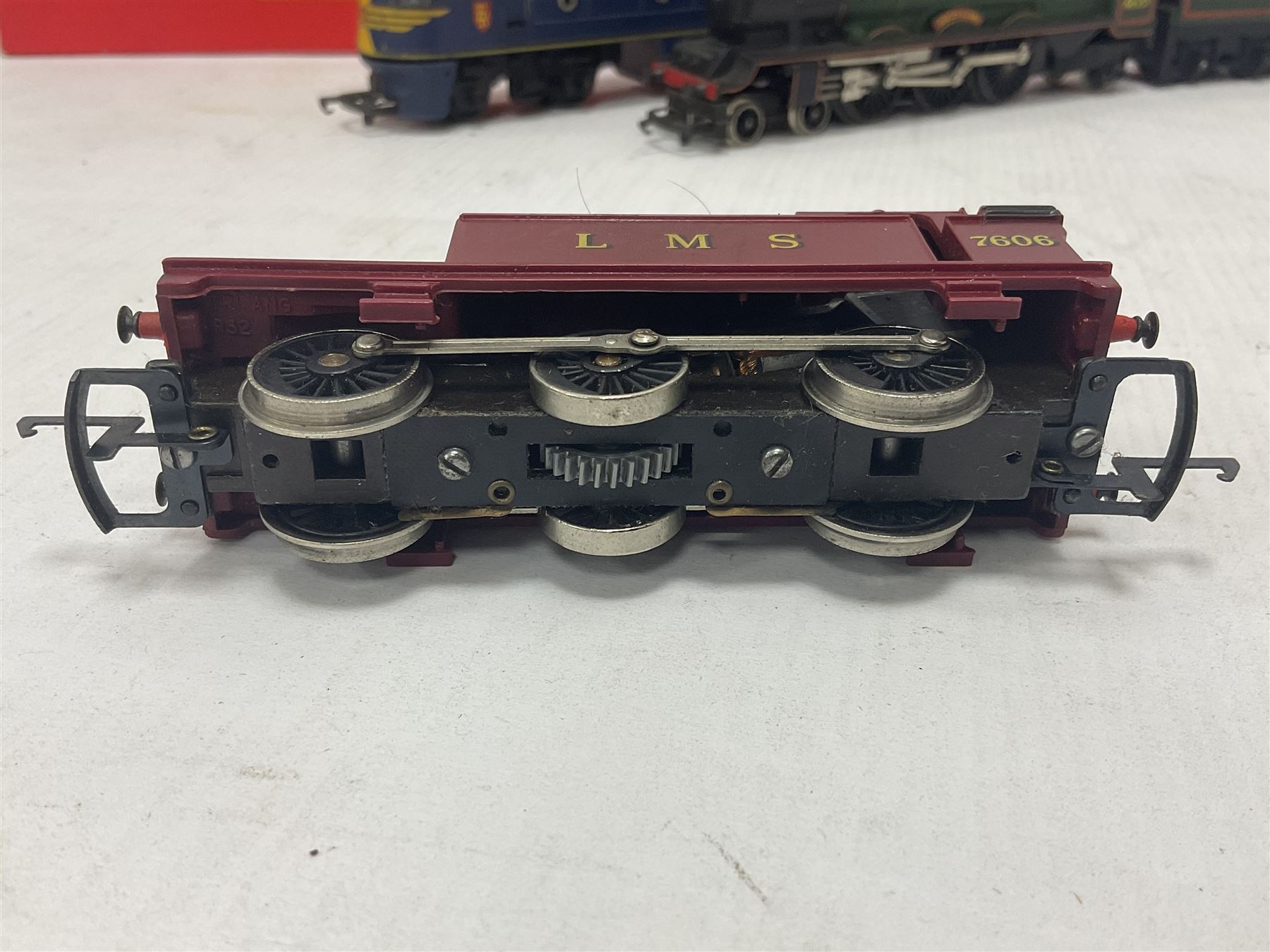Hornby/Tri-Ang ‘00’ gauge - nine locomotives to include Britannia Class ‘Britannia’ 4-6-2 no.70000 in BR green; Class M7 4-4-0 Tank no.30027 in BR black; Princess Class ‘Princess Victoria’ 4-6-2 no.46205 in BR black; in original boxes; further loose models Princess Class ‘Princess Elizabeth’ 4-6-2 no.46201 in BR green; Class 3F 0-6-0 tank no.7606 in LMS crimson; TR double ended diesel locomotive; three further tank locomotives and one loose tender (10) 