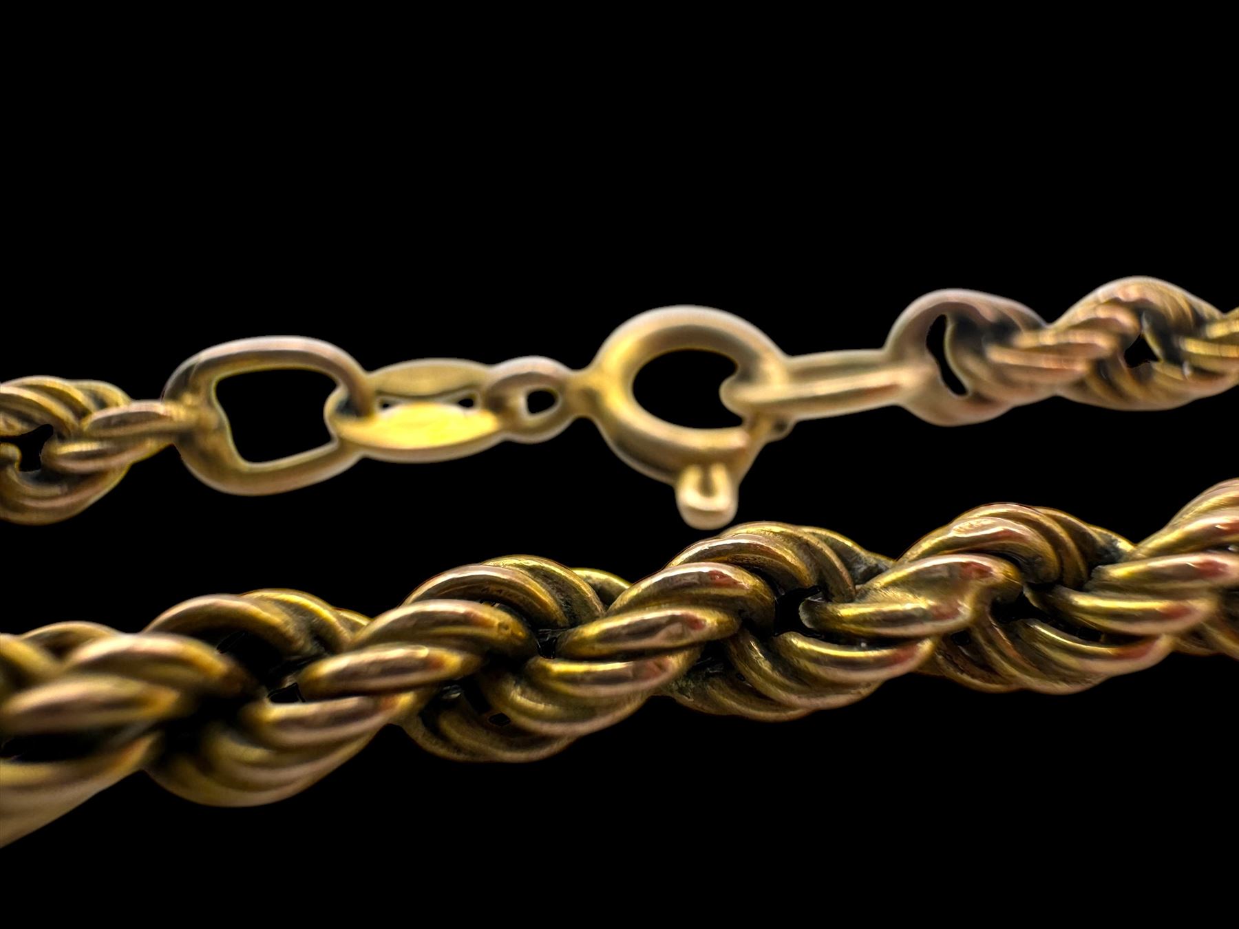 9ct gold rope twist necklace chain, hallmarked