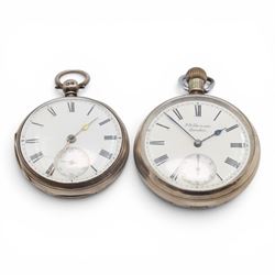 Two silver cased pocket watches, including J.W Benson, both hallmarked 