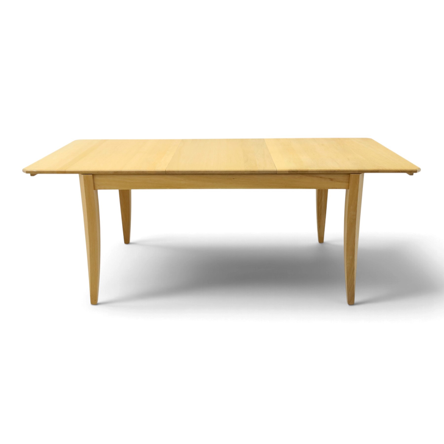 Ercol - 'Artisan' light oak extending dining table, rectangular top with canted corners, with stowable leaf extending the table to 193cm, shaped faceted supports