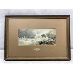 Paul Marny (French/British 1829-1914): 'Filey Brigg', watercolour signed, titled and dated 1879 on mount 12cm x 27cm 