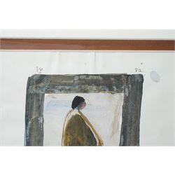 Ivan Peries (Sri Lankan 1921-1988 - Columbo '43 Group): Standing Man, watercolour on paper signed with initials and dated '82, 29cm x 19cm (unframed) 
Notes: Ivan Peries was a founding member of the '43 group, a 20th century modern art group in Columbo (previously British Ceylon) in the mid-20th century. This picture was part of a large series of similar works produced by Peries and begun in 1982, they are all dated '82 regardless of the production date in order to preserve continuity. The V&A museums contains three very similar works part of this series. 
Provenance: The vendor was a very close friend of the artist and his family. These works were acquired from the wife of the artist - Veronica Peries, during the time she lived at Southend on Sea - UK. 