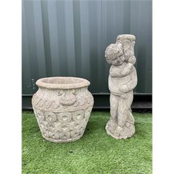 Cast stone figure and a circular cast stone planter - THIS LOT IS TO BE COLLECTED BY APPOINTMENT FROM DUGGLEBY STORAGE, GREAT HILL, EASTFIELD, SCARBOROUGH, YO11 3TX