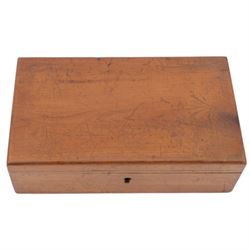 Horn powder flask, together with copper flask and a box of gun parts  