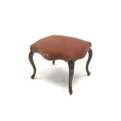 French cabriole leg dressing stool, upholstered seat