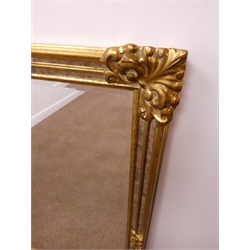  Large gilt wall bevel edge mirror (W90cm, H118cm) and another mirror,    