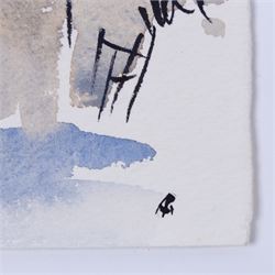 Angus Bernard Rands (British 1922-1985): Winter Scenes, set of four watercolours signed with initials, one dated 1972, max 15cm x 21cm; together with a collection of memorabilia, including a letter and various Christmas cards (unframed)