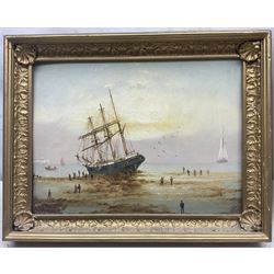 William Daniel Penny (British 1834-1924): Beached Ship near Flamborough Head, oil on board signed and dated 1904, 29cm x 40cm 