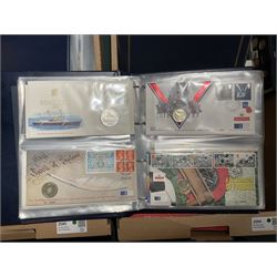 Approximately one hundred and fifteen Royal Mint coin covers, in two ring binder folders and loose, together with approximately 53 grams of Great British pre-1920 and approximately 68 grams of Great British pre-1947 silver threepence coins, and a small quantity of further pre-decimal coins