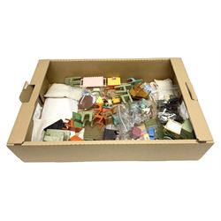 Quantity of various scale 1930s doll's house furniture including wooden grand piano, tables and chairs etc; plastic accessories including Fairy Lite sewing machine, trays, table wares, buckets, high chair etc; metal items including tin-plate doll's pram, terrestrial globe, die-cast typewriter and telephone, companion set and coal scuttle etc