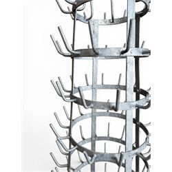 Galvanised metal bottle drying tree, pegs for 142 bottles
