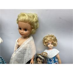 1960s Pedigree hard plastic walking doll H41cm; two fashion dolls; quantity of doll's clothing by Faerie Glen, Pedigree etc; and small collection of National Costume dolls; together with Dinky die-case army truck