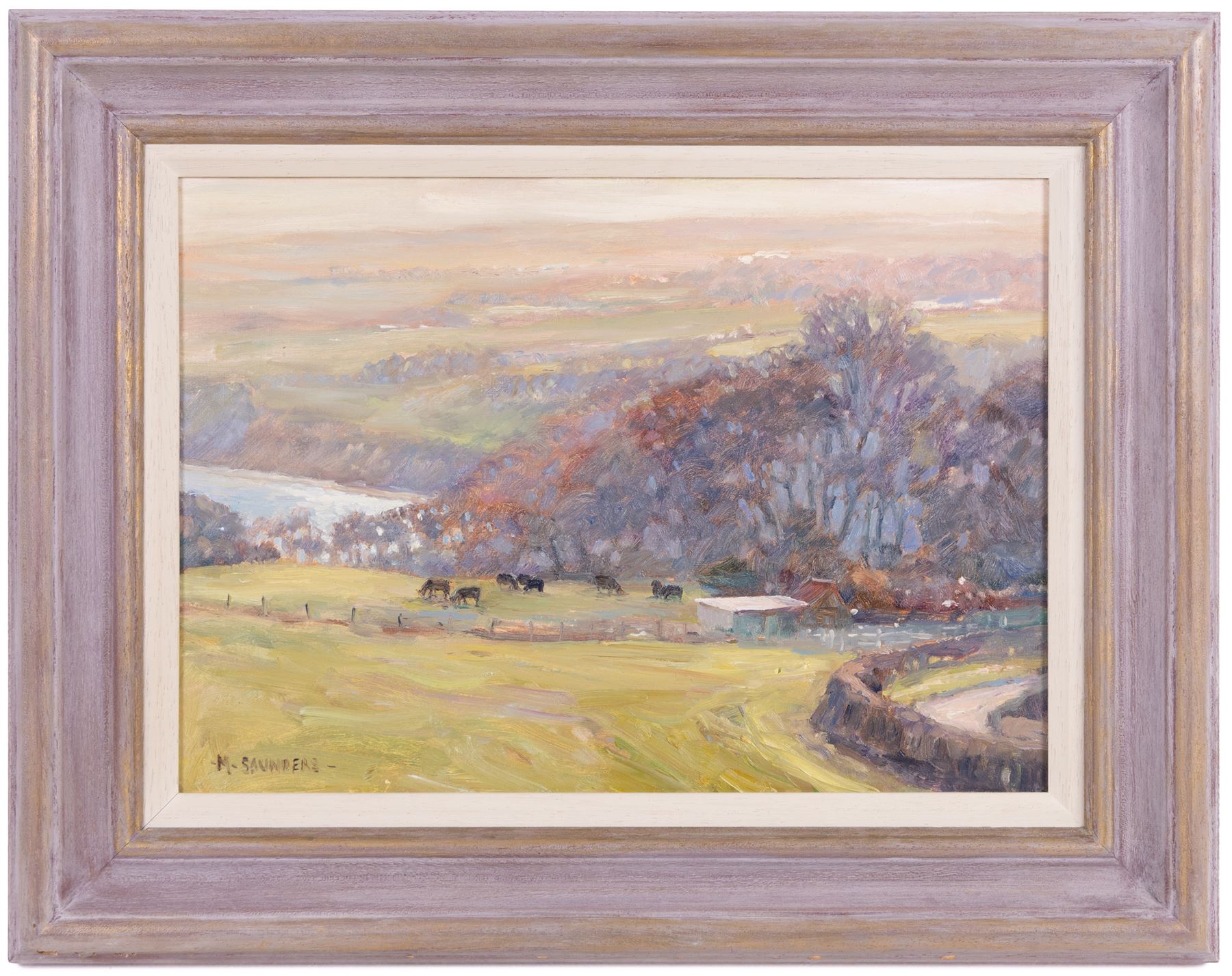 Michelle Saunders (British 1936-): Lythe Bank looking towards Sandsend, oil on board signed 25cm x 35cm 