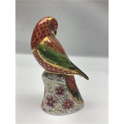 Royal Crown Derby paperweight, Lorikeet, limited edition 325/2500, with gold stopper and printed mark beneath, with certificate and original box
