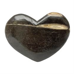 Fossilised wood in the form of a heart, H10cm 