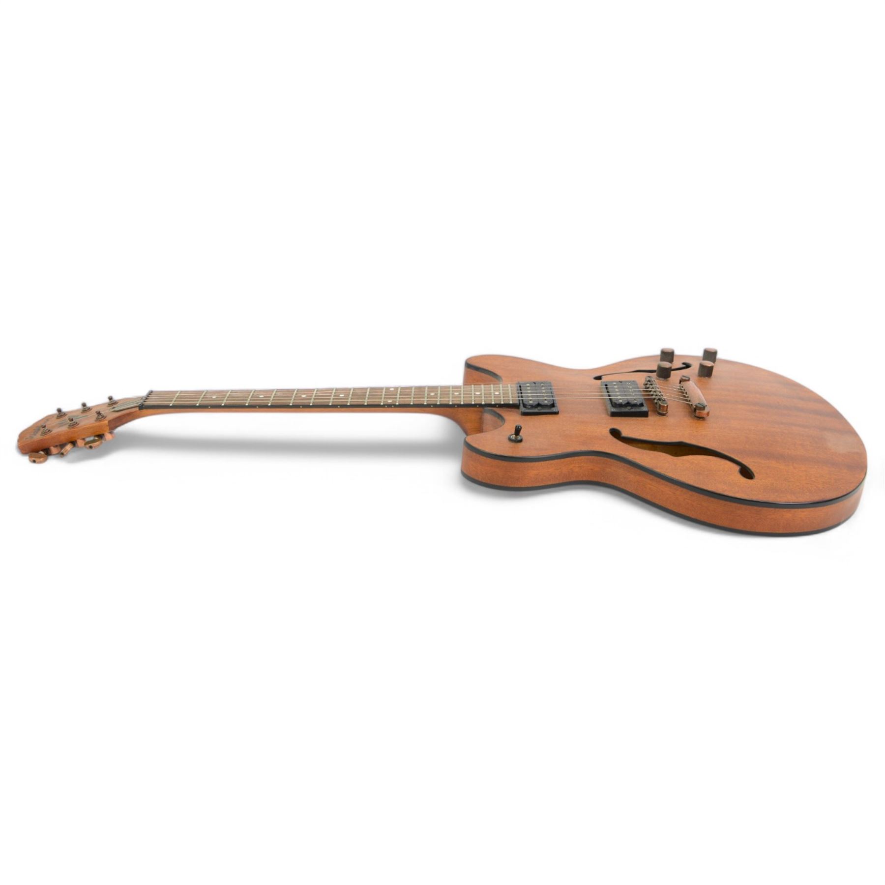 Washburn HB-32DM hollow body electric guitar, in distressed matte finish, serial no. SI070500032, contained within a Washburn soft carry case, guitar length L106cm