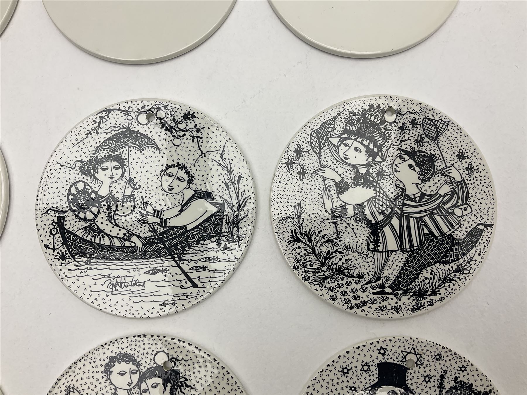 Bjorn Wiinblad for Nymolle Denmark set of twelve calendar wall plaques, D15cm