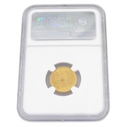 United States of America 1861 Liberty head type 2 gold two and a half dollar coin, encapsulated and graded MS60 by NGC