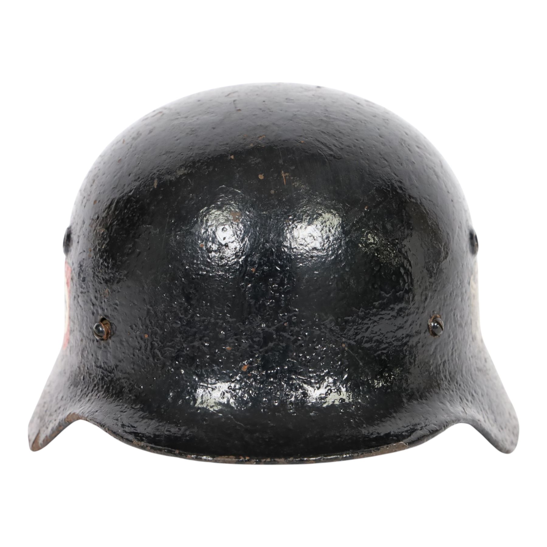 WWII Third Reich German double decals M40 steel combat helmet, with leather liner and chin strap