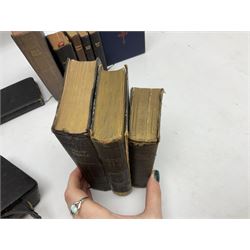 Collection of Victorian and later religious texts comprising bibles, hymn and prayers books and Holy Communion book to include Oxford University Press, William Clowes and Rivington published examples, gilt edge examples etc