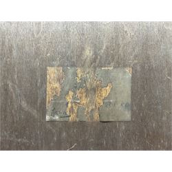 Attrib. David Jagger RP ROI (British 1891-1958): Male Nude Hanging Drapery, oil on canvas laid on board unsigned, partial original title label and with later inscriptions verso 74cm x 33cm 