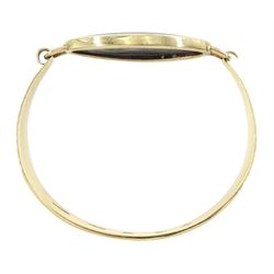 9ct gold oval Picasso jasper wide bangle by C W Sellors, Sheffield 2003