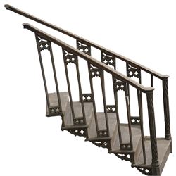 Architectural Salvage - 19th century oak five tread pulpit staircase of curved design with spiral carved pillars and pierced side panels with various additional matching pieces
Note: Removed in the 19th century from the church in the grounds of a private Yorkshire estate 
Provenance: property of a Nobleman