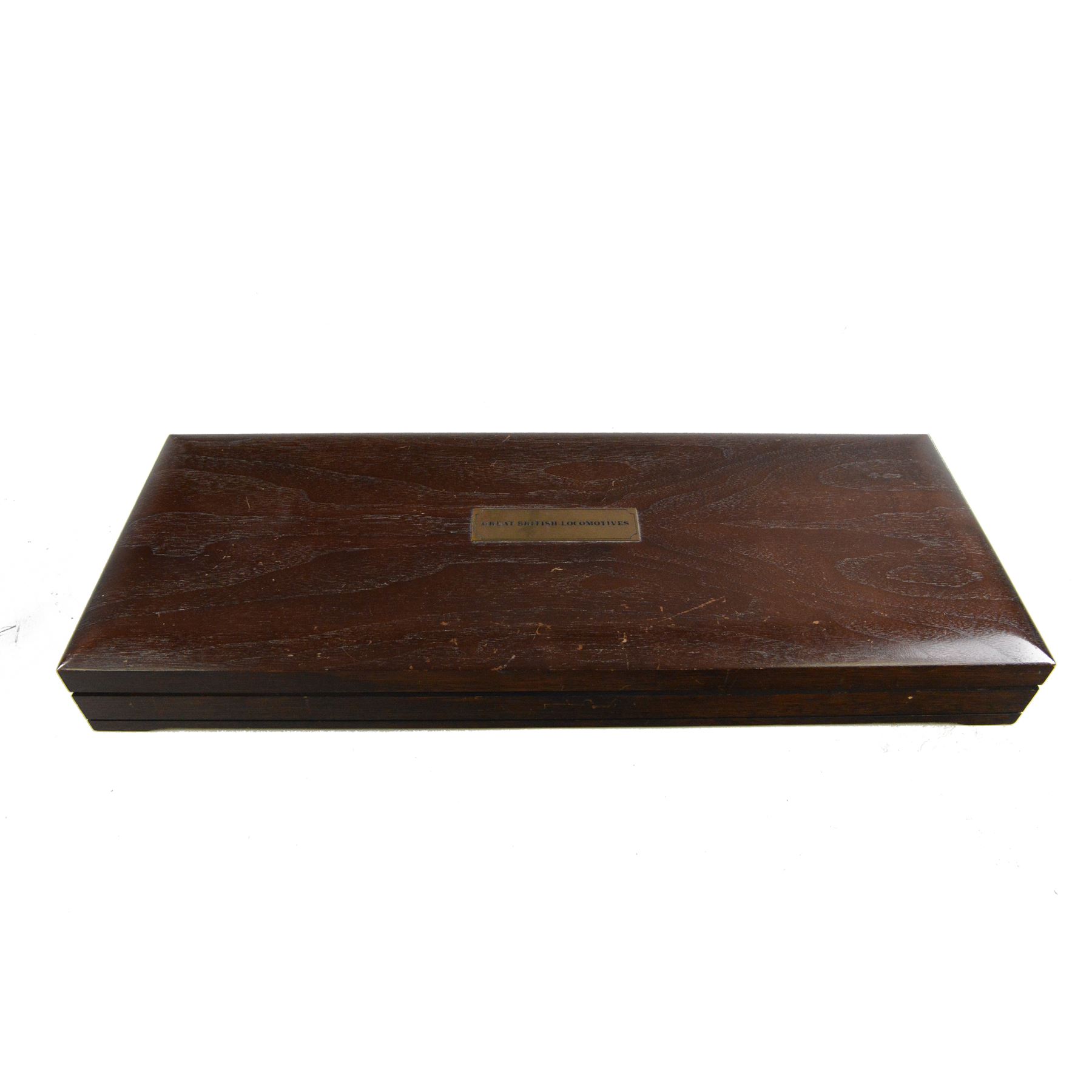 Set of fifty 'Great British Locomotives' silver ingots by  John Pinches, rectangular ingots depicting a different locomotive to each, hallmarked John Pinches, London 1978, in wooden presentation case