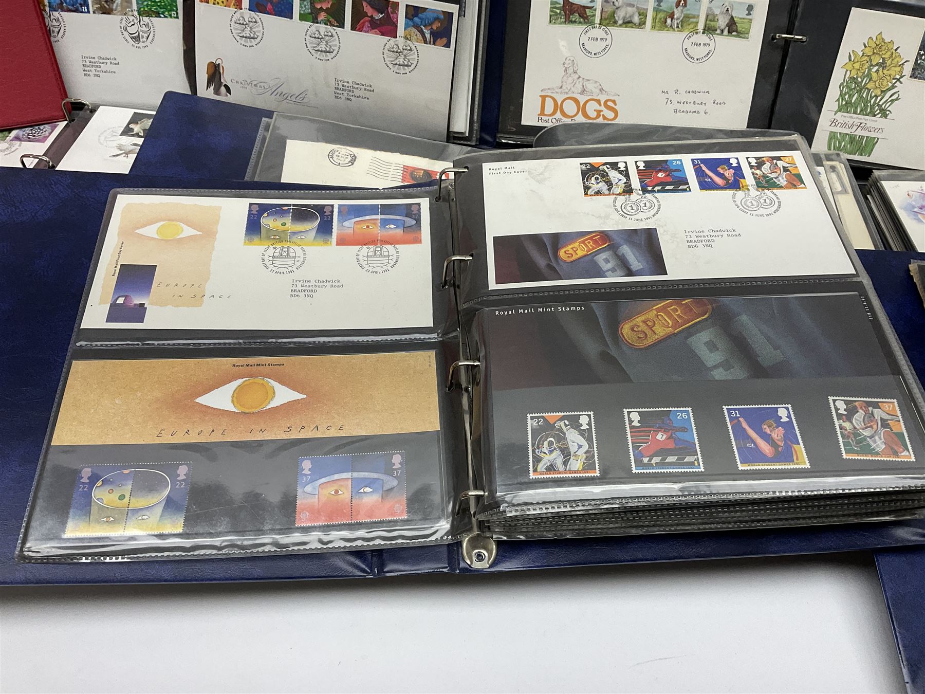 Mostly Great British first day covers, some with special postmarks, from the 1960s to the early 2000s and a small number of Queen Elizabeth II usable postage stamps, housed in eleven ring binder folders