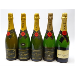  Moet & Chandon Brut Imperial Champagne 1986, 1988, 1990, and another, Millesime Blanc Vintage 1996, 75cl 12.5-12%vol, 5btls  