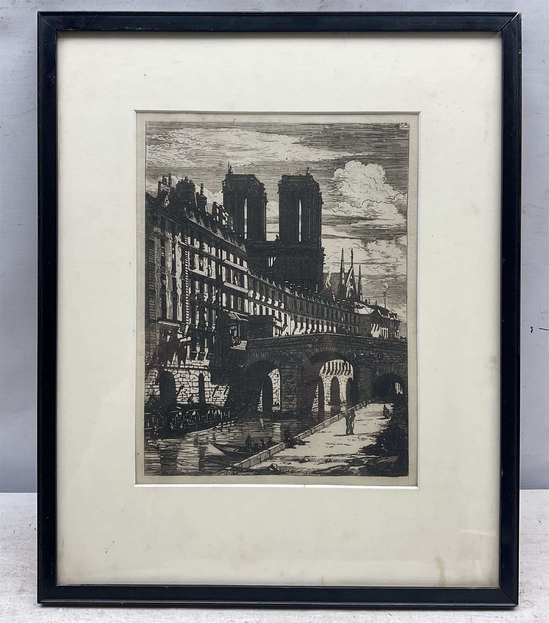 Charles Meryon (French 1821-1868): 'Le Petit Pont', etching signed in the plate 25cm x 19cm 