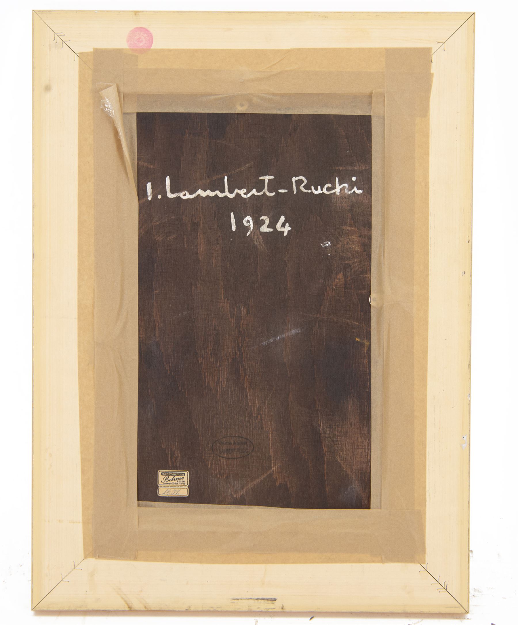 Jean Lambert-Rucki (Polish 1888-1967): Cubist Parisian Street Scene, oil on panel signed 1924, bears artist's studio sale stamp signature and date verso 35cm x 21.5cm