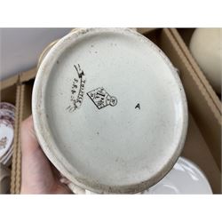 Denby Greenwheat pattern dinner wares, together with Royal Doulton Tumbling Leaves pattern tea and dinner wares, Royal commemorative ceramics including Wedgwood Jasperware table lighter, pair of Victorian glass hand painted vases, large blue and white urn with lid, Noritake part tea set, Staffordshire style dog and other ceramics and collectables, in boxes