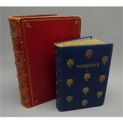  Knight, Charles : The Works of William Shakspere containing his Plays and Poems, pub 1866, full red calf gilt, Scott, Sir Walter : Woodstock, pub Frowde, 1908, b/w illust. decorative blue cloth, 2vols  