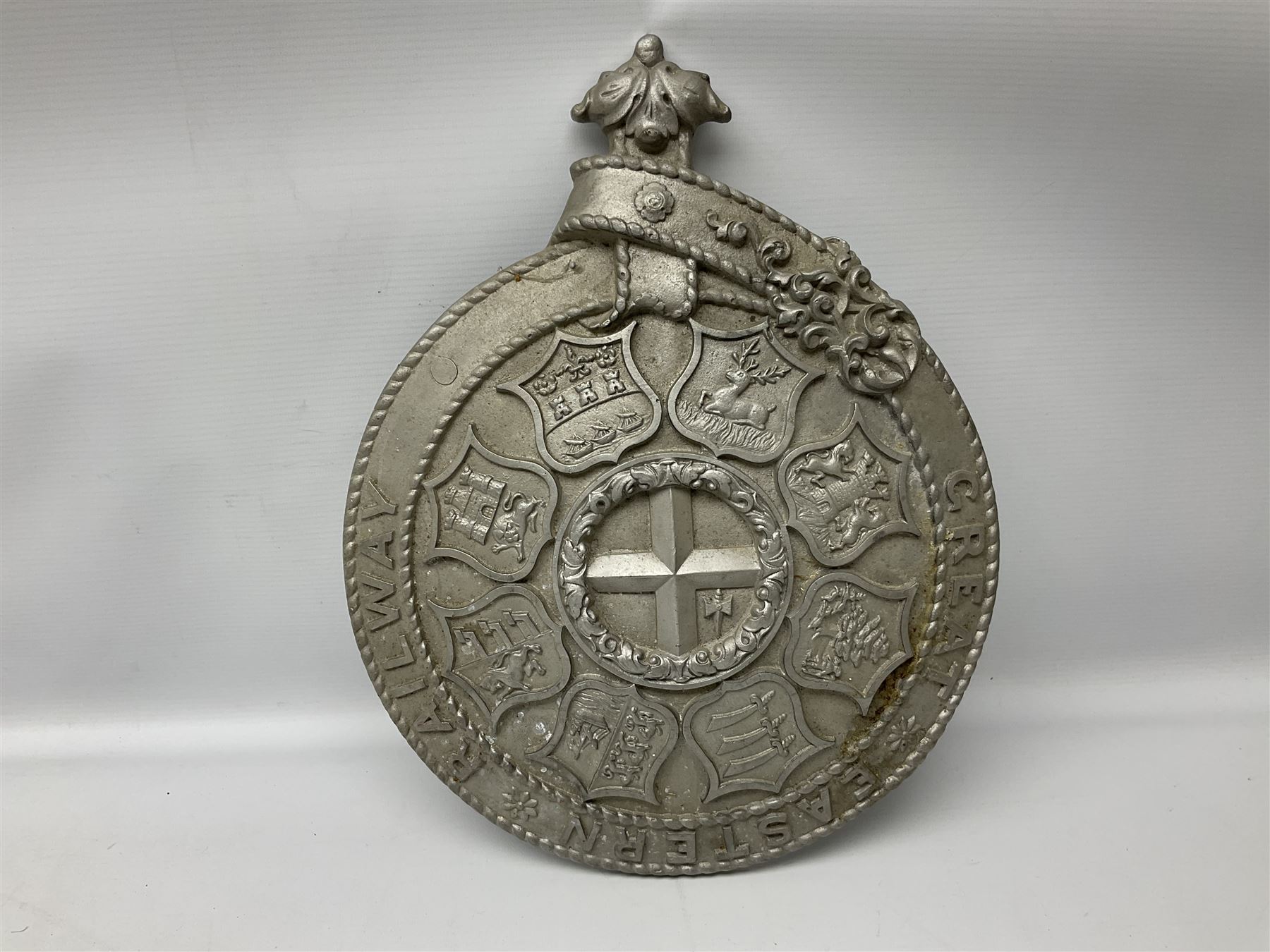 Railway Interest; Cast iron LNWR railway bridge plate, together with cast iron sign ' Nevers S.N.C.F 040.TX.47' and reproduction Great Eastern Railway cast metal wall plaque