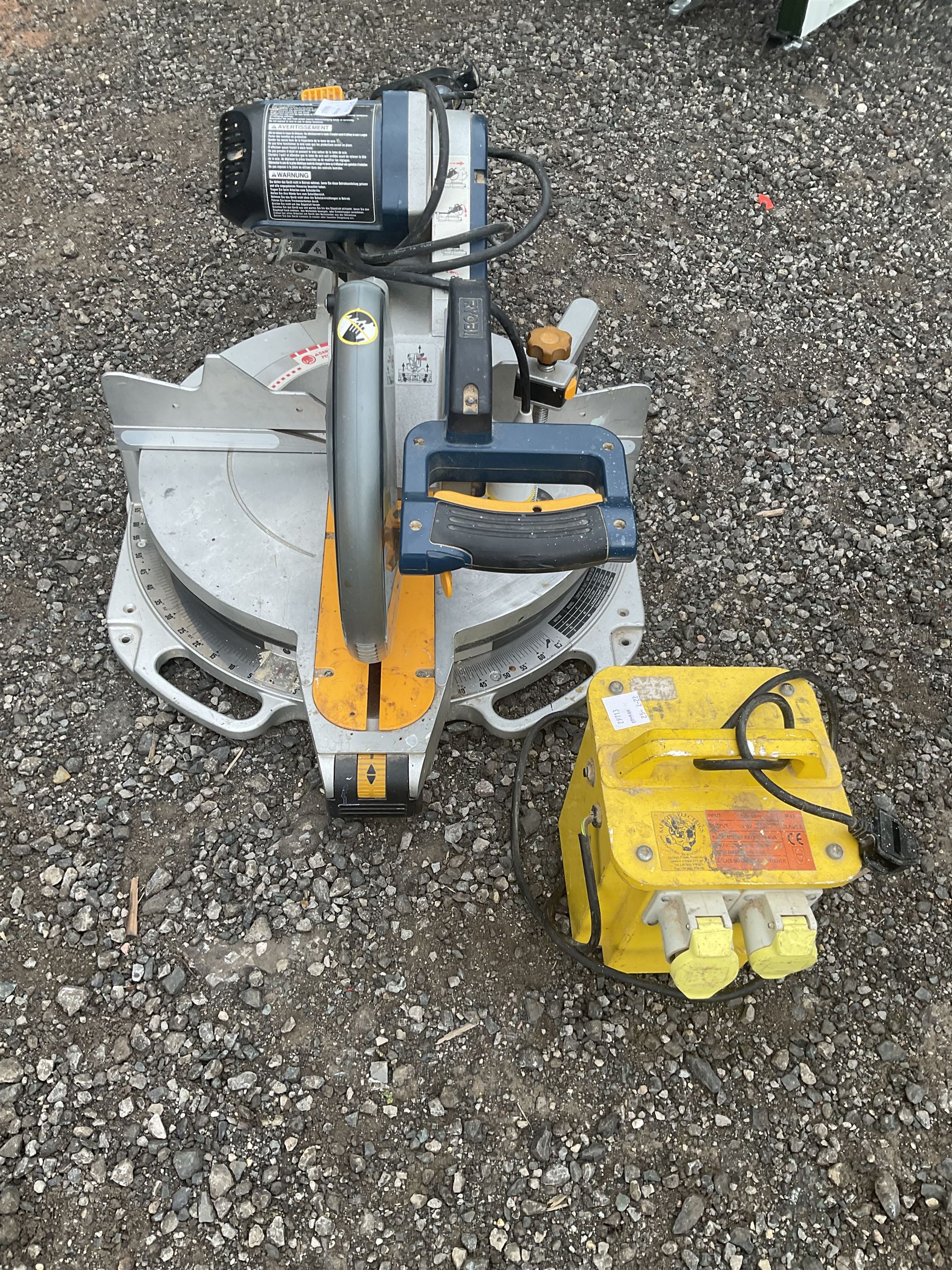 Ryobi 110V chop saw with transformer - THIS LOT IS TO BE COLLECTED BY APPOINTMENT FROM DUGGLEBY STORAGE, GREAT HILL, EASTFIELD, SCARBOROUGH, YO11 3TX