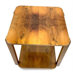 Art Deco walnut two tier side table