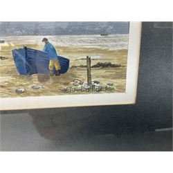 John Bullock (British 20th Century) 'North Yorkshire Beach', Gouache signed title verso, together with 19th Century colour print (2)