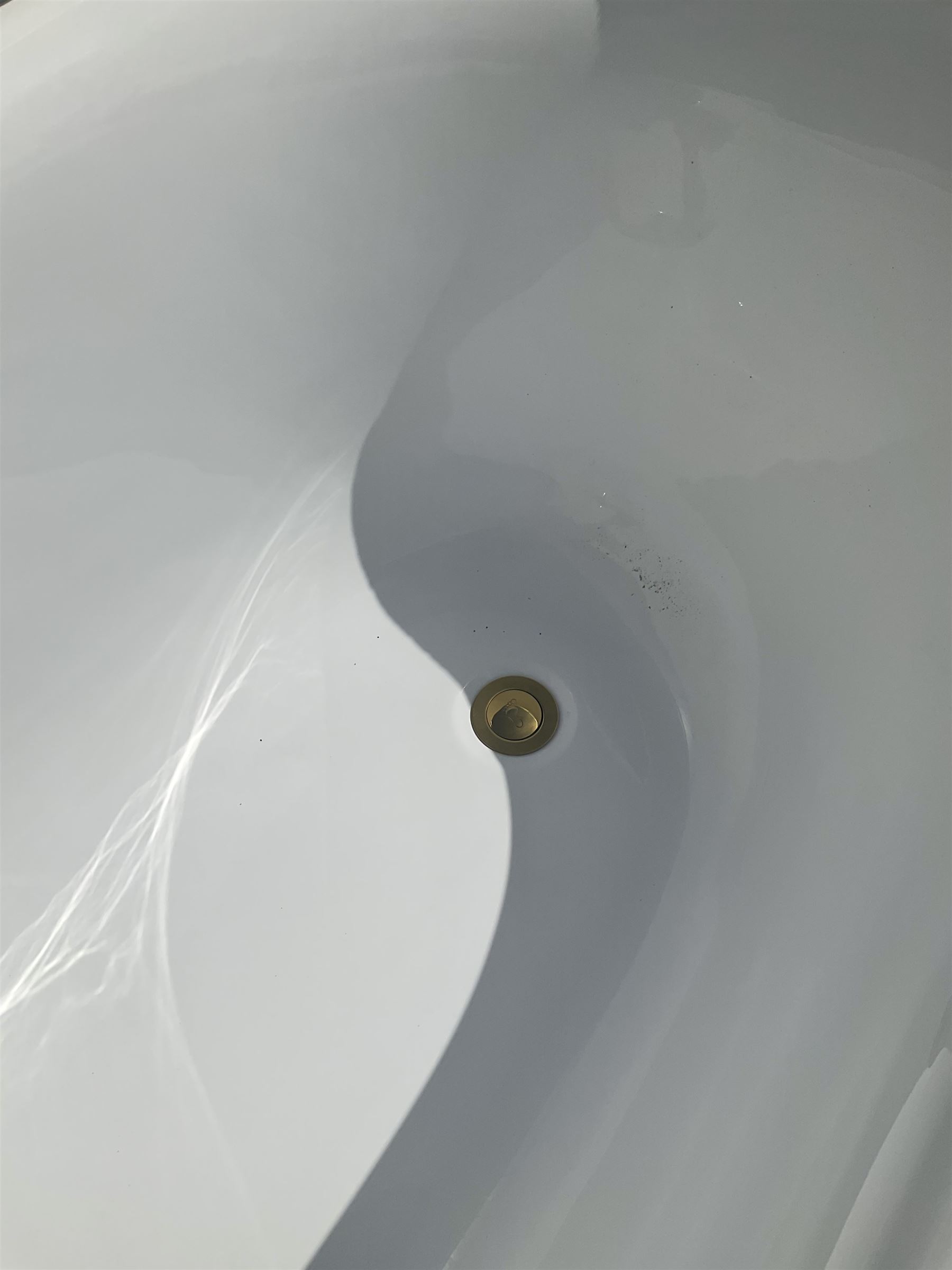 Roll top slipper Fiberglass bath with chrome gold lion paw legs - THIS LOT IS TO BE COLLECTED BY APPOINTMENT FROM DUGGLEBY STORAGE, GREAT HILL, EASTFIELD, SCARBOROUGH, YO11 3TX