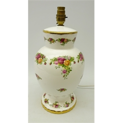  Royal Albert 'Old Country Roses' table lamp, H37cm of main body  
