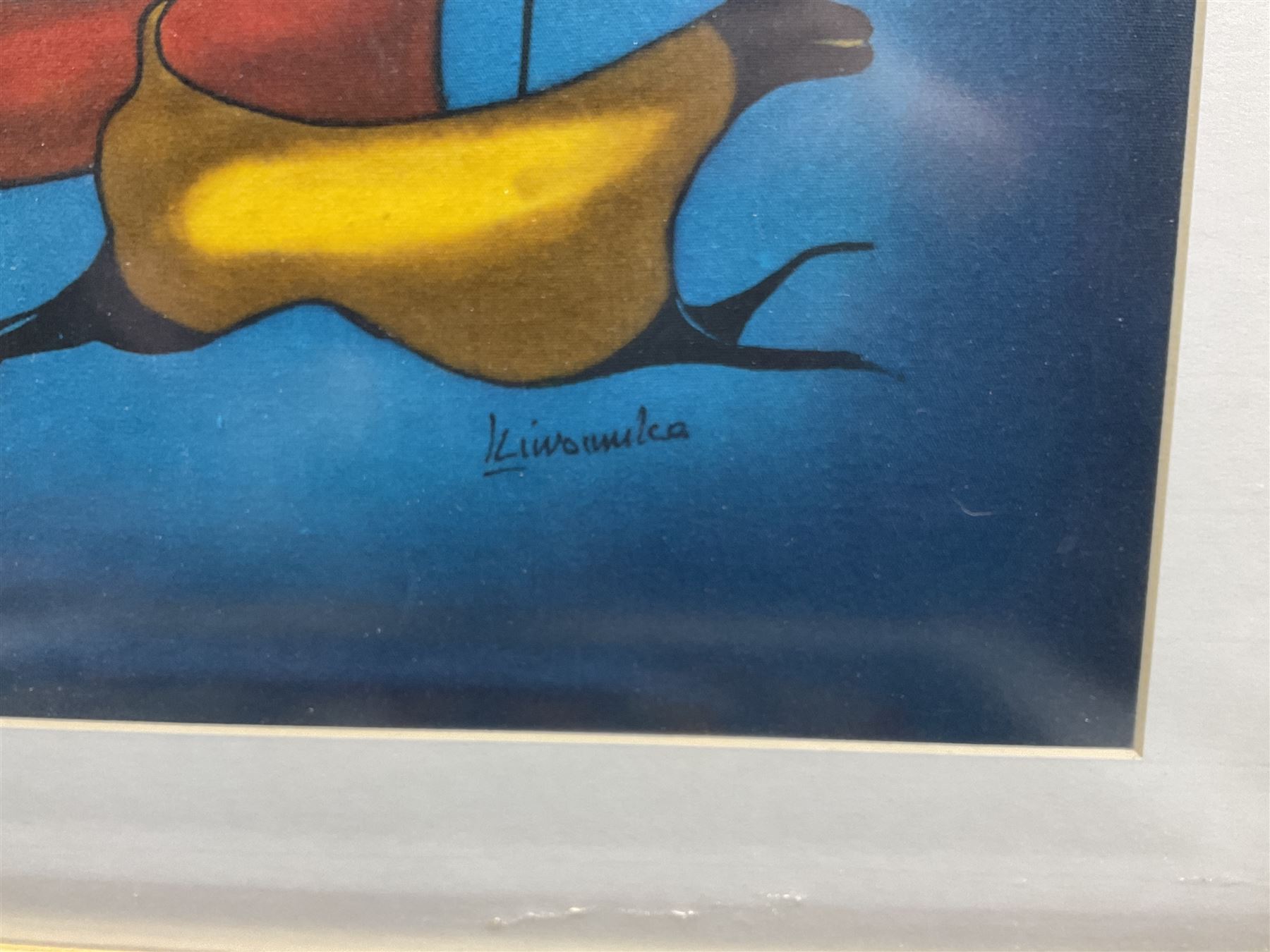 Kiwanuka (African 20th century): Tribal Scenes, set four watercolours on fabric signed 38cm x 61cm (4)