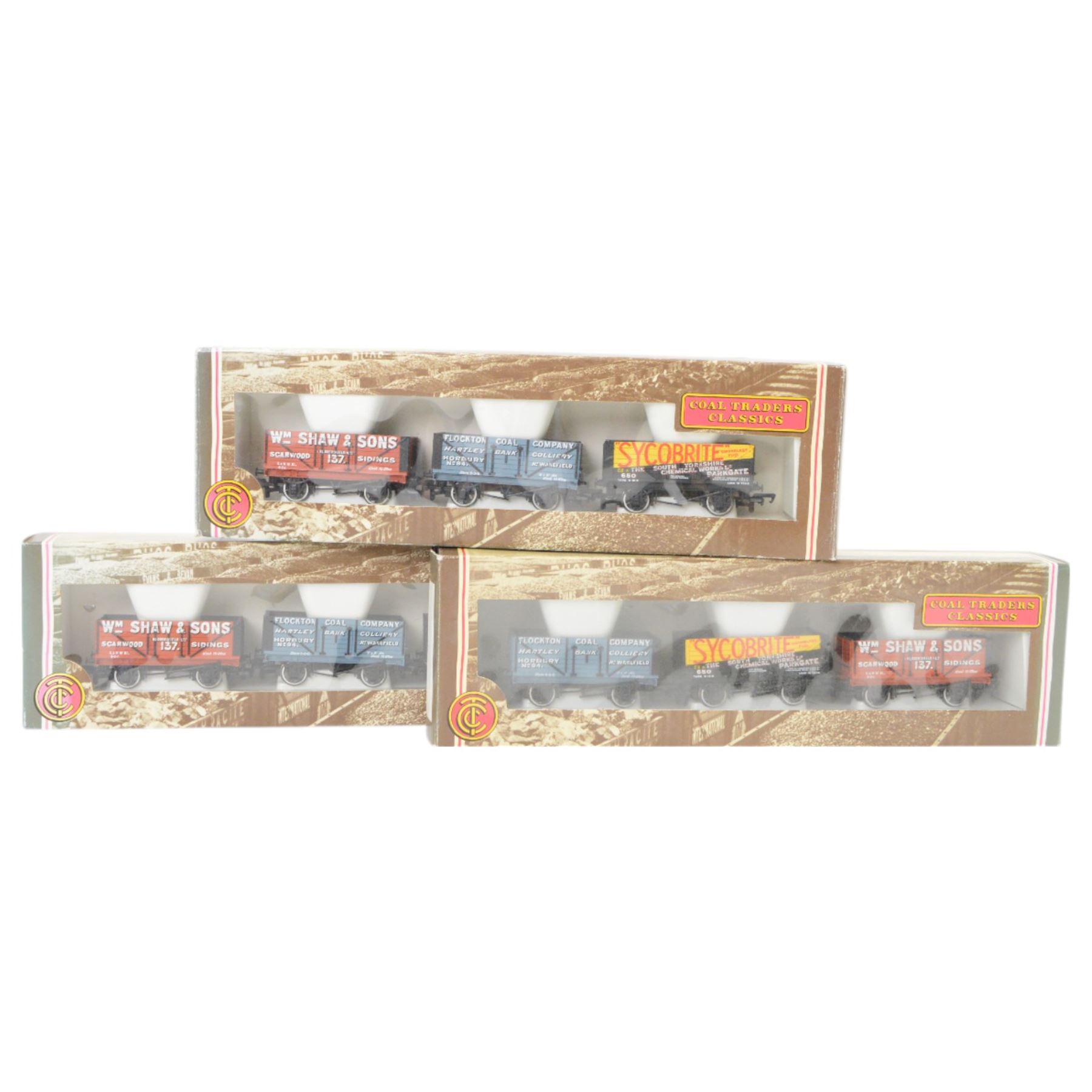 Six Bachmann 00 gauge 33033 Coal Traders Classics Yorkshire triple wagon packs, all boxed