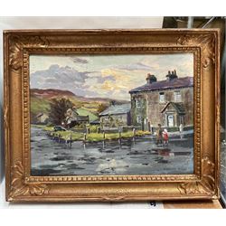 William Maxwell Reekie (British 1869–1948): 'A Wet Day - Burnsall', oil on board signed and dated 1937, indistinctly inscribed verso 29cm x 39cm 