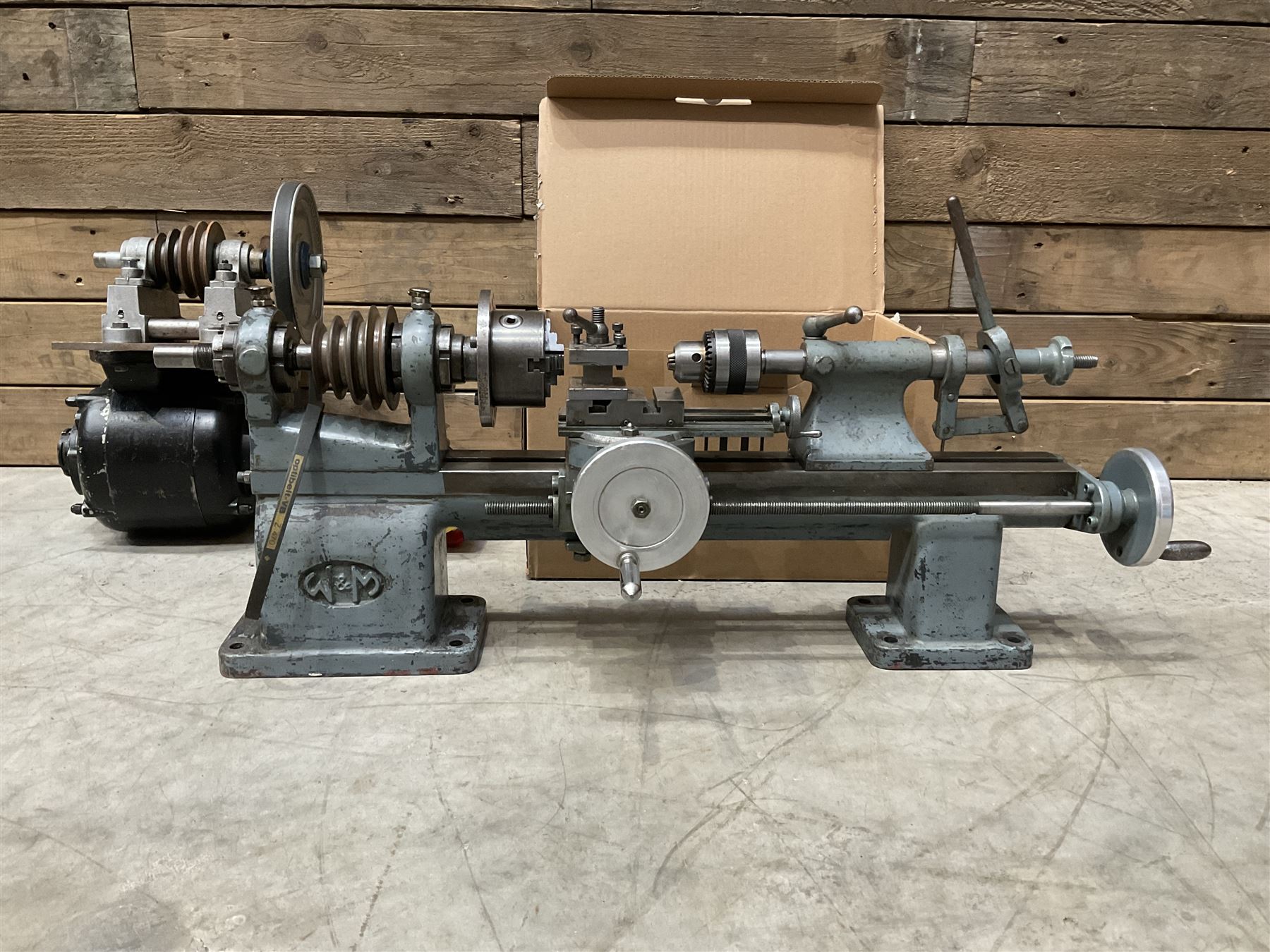 WM precision lathe with Thompson Houston electric motor together with Alfred Herbert die head and bits