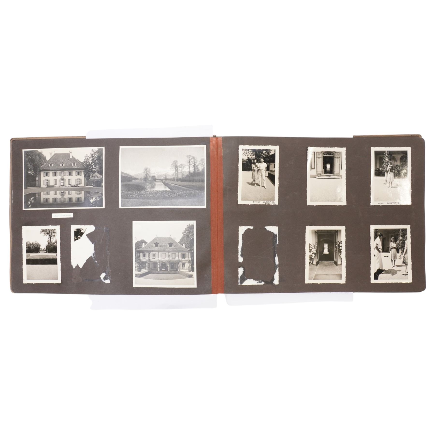 Switzerland May 1940- June 1941 - Photograph album of Society figures including Arthur Gore, 8th Earl of Arran, attache at the British Legion in Bern, members of the Goldschmidt family, view of the villa Rothschild, Joseph Luns, 5th Secretary General of NATO, general views of Switzerland etc, one hundred and ninety seven in total, various sizes