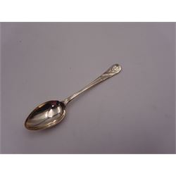 Set of six early 20th century Art Nouveau silver teaspoons, the terminals embossed with stylistic flowers, hallmarked John Henry Potter, Sheffield 1911, contained within silk lined fitted case