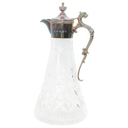 Silver mounted glass claret jug inscribed 'Newmarket Racecourse' Birmingham 2001, glass bowl with silver base D20cm and another with silver foot rim inscribed 'At the Races' D23cm (3)