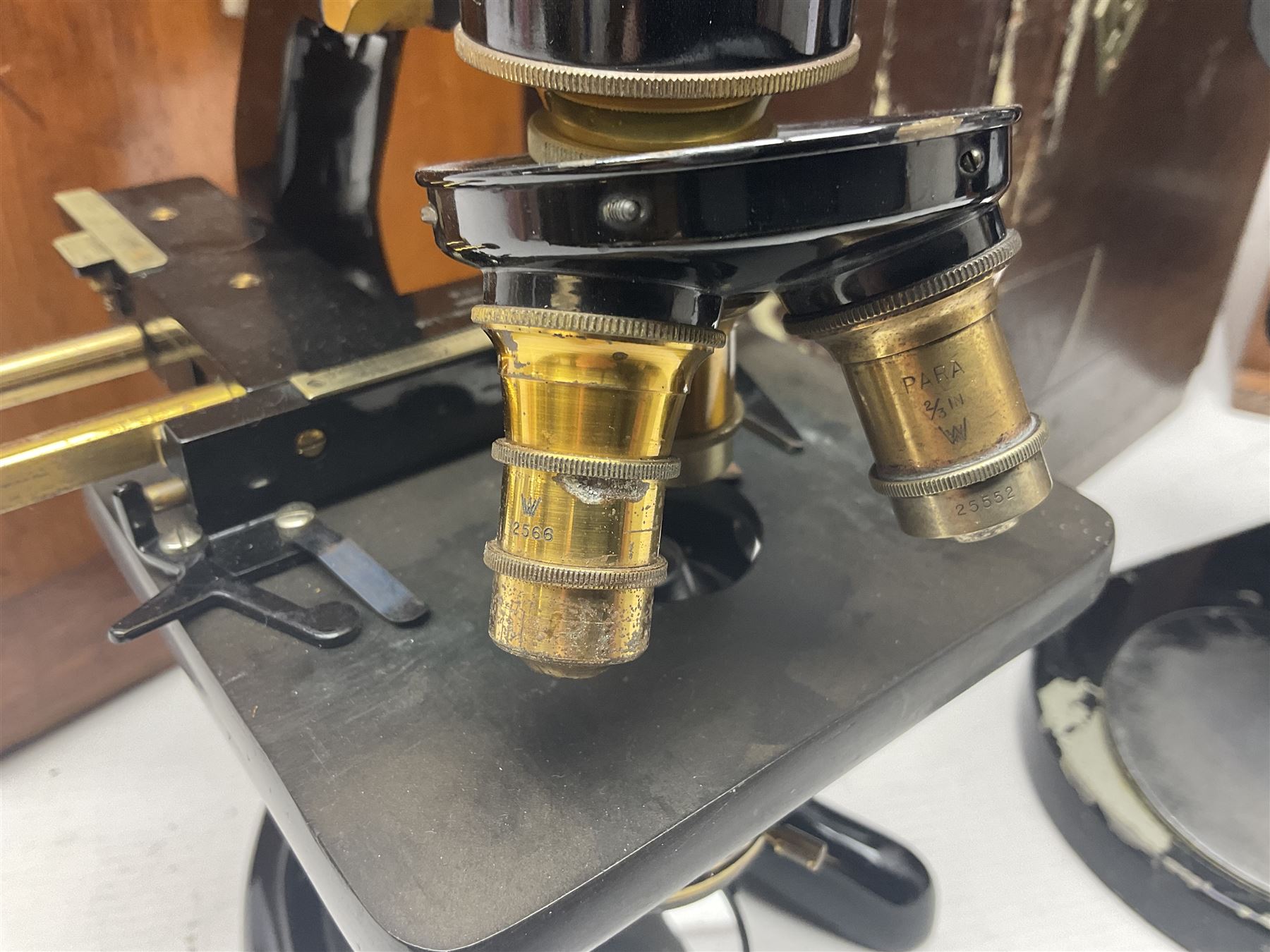 Three W. Watson & Sons microscopes, comprising Barnet binocular no 125253, Kima no 123196 and Service no 44858, all boxed 