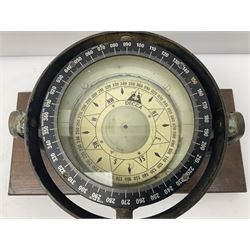 The Decca Navigation Co. ltd gimbel compass, upon a wooden plinth 