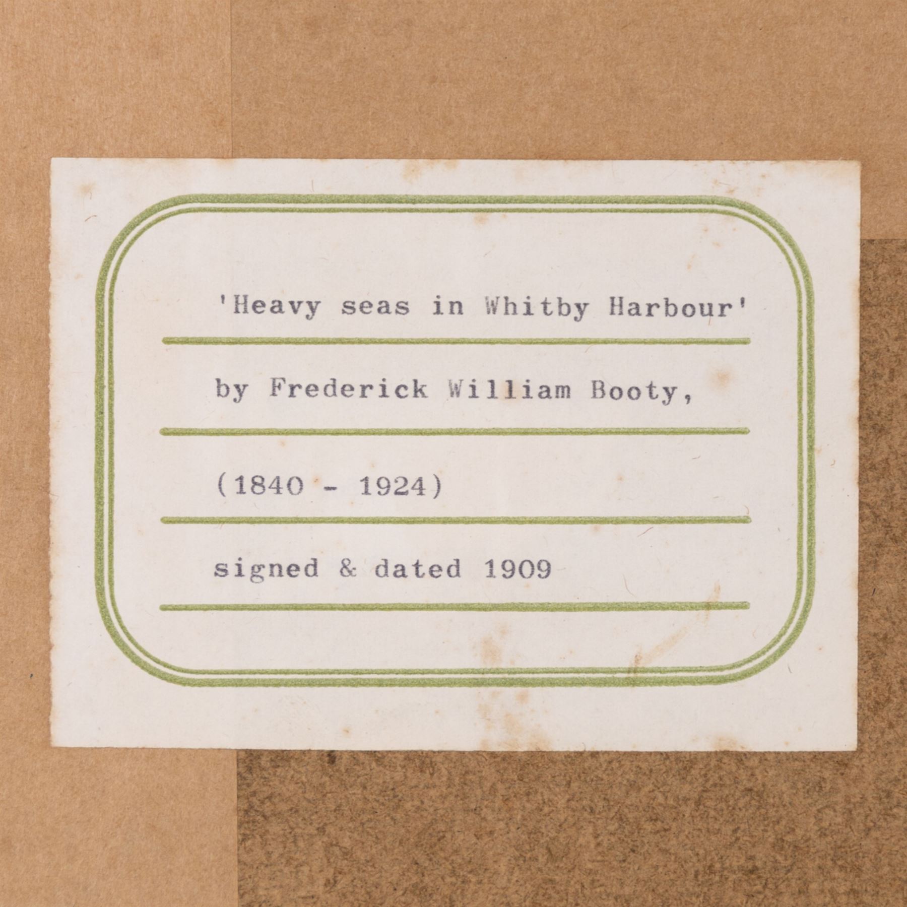 Frederick William Booty (British 1840-1924): Whitby Piers in Stormy Seas, watercolour signed 56cm x 84cm